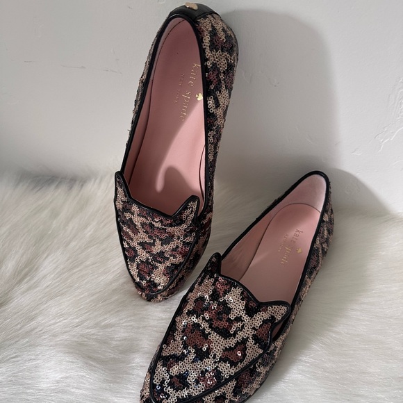 Kate Spade Sequins Leopard Animal Prints Embellishments Loafers Shoes 6.5